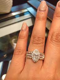 Rose Gold Wedding Band Jacket With White Gold Marquee Engagement Ring Gold Diamond Wedding Band Marquee Engagement Rings Floral Engagement Ring