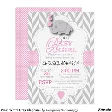 Pink White Gray Elephant Baby Shower Invitation Zazzle Com Gray Elephant Baby Shower Elephant Baby Shower Invitations Baby Shower Invitations