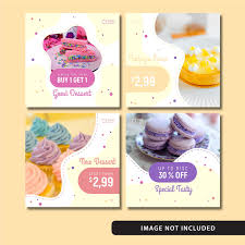 Yummy Dessert Social Media Post Template Set Free Download In 2020 Social Media Design Graphics Instagram Template Design Social Media Design Inspiration