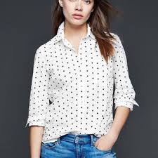 Black And White Polka Dot Shirt Womens Fitted Boyfriend Polka Dot Shirt Boyfriend Fit Polka Dot Shirt Women