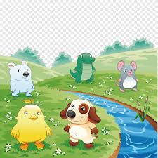 Kartun Q Versi Ilustrasi Hewan Hewan Di Atas Rumput Lainnya Anak Png Pngegg
