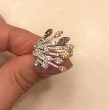 Multicolor Fancy Color Diamond Ring Fancy Diamond Ring Gold Jewelry Fashion Fancy Rings