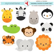 Wild Animal Faces Clipart Set Giraffe Crocodile Panda Etsy Animal Faces Animals Wild Giraffe