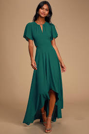 sunset teal green cutout high low maxi dress