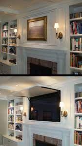 Traditional Style Fireplace Mantel Built Ins Hidden Tv Hide A Tv Sconce Lighting Built In Bookca Classic Fireplace Fireplace Built Ins Fireplace Bookcase