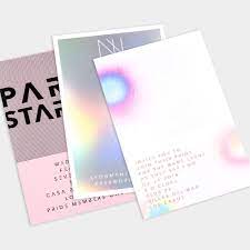 Custom Design More Paper Treats From This Custom Neon And Holographic Wedding Suite Theimpres Neon Wedding Invitations Holographic Foil Business Card Design