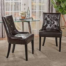 Great Deal Furniture Stacy Leather Dining Accent Chairs Set Of 2 Brown Leather Best Dining Table Dining Chairs Dining Chair Upholstery Leather Dining Chairs