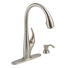 Includes stream, boost, and sweep spray technologies. Delta Deluca Single Handle Pull Down Sprayer Kitchen Faucet With Shieldspray Technology And Soap Dispenser In Stainless 19912z Sssd Dst The Home Depot Kitchen Faucet Faucet Soap Dispenser