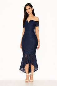 Ax Paris Notch Dip Hem Lace Dress