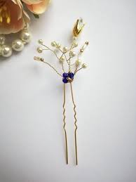Gold Hair Pin Blue And Gold Bridal Hair Pins Wedding Hair Pin Etsy Gold Hair Pin Gold Bridal Hair Pin Blue Hair Pins