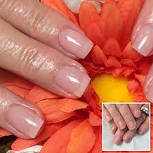 Gelish Polygel In Lightpink I Love How Natural These Look Simply Beautiful Coral Gel Nails Triangle Nails Nails