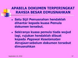 Semua penyediaan dokumen terperingkat hendaklah mematuhi akta rahsia rasmi 1972 (pindaan 1987) kaedah menyimpan dokumen terperingkat ialah : Pejabat Ketua Pegawai Keselamatan Jabatan Perdana Menteri Ppt Download
