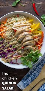 Thai Chicken Lunch Bowls Make Ahead Recipe Chicken Quinoa Salad Chicken Quinoa Healthy Recipes