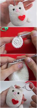 Legs, body & head are knitted as one piece cat knitting: 25 Ideas For Crochet Cat Keychain Pattern Key Chains
