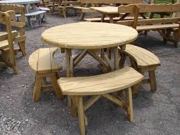 Wooden Detached Bench Picnic Tables Kauffman Marketplace Wooden Picnic Tables Picnic Table Plans Round Outdoor Table