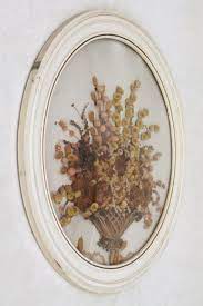 Maybe you would like to learn more about one of these? Vintage Convex Bubble Glass Round Wood Picture Frame W Dried Flowers Bouquet