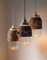 The Hive Mason Jar Pendant Lights Set Of 3 Hanging Lighting Fixtures With Rope Wrapped Jars Rustic Bootsngus Lamps Decor Bulbs Included Mason Jar Pendant Light Jar Pendant Light Mason