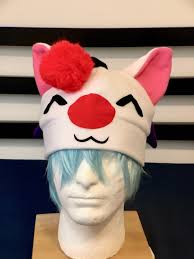 White Bat Wing Bear Warm Cozy Animal Fleece Handmade Hat Gift Accessory  Beanie Game Anime Cosplay Cosplay Rpg Fantasy