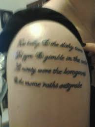 'twas brillig, and the slithy toves / did gyre and gimble in the wabe / all mimsy were the borogoves / and the mome raths outgrabe / beware the jabberwock, my son! Pin By Kira Covert On Keep Calm Love A Tattooed Girl Tattoo Quotes Keep Calm And Love Tattoos