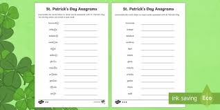 Patrick's day is a day celebrated by the irish and those who love all things irish. St Patrick S Day Anagrams Worksheet Worksheet