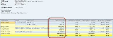 Some Information Regarding Production Order Planned Costs Sap Blogs