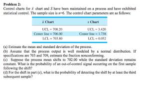 Solved Control Charts For Bar X Chart And S Have Been Mai