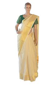 Every kerala bride drapes kerala kasavu saree with brocade blouse on thalikettu kerala wedding (kalyanam in malayalam) and looks radiant and beautiful. Southloom Balaramapuram Unakkupaavu Handloom Kerala Tissue Kasavu Sar Southloom Com