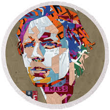 Luke Skywalker HOPE Star Wars License Plate Art Portrait Round Beach Towel  by Design Turnpike