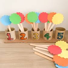 Tp Roll Counting Flower Pots In 2020 Toddler Learning Activities Kids Learning Activities Math For Kids