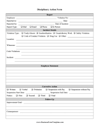 Disciplinary Action Form Template Employee Complaints Good Employee Bio Data