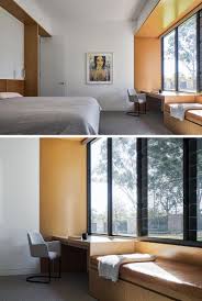 West elm's modern bedroom benches provide seating and storage options. A Built In Bench And Desk Complete The Window In This Bedroom
