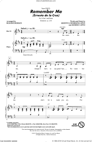 Lopez Remember Me Ernesto De La Cruz From Coco Arr Roger Emerson Sheet Music For Choir 2 Part Clarinet Sheet Music Disney Sheet Music Trumpet Sheet Music