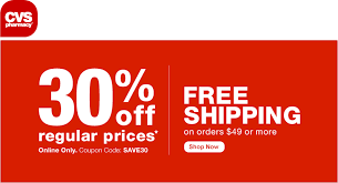 30 Off Online At Cvs Pharmacy Via Promo Code Save30 Coupons Promo Coupon Coupon Apps