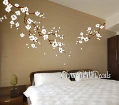 Black And White Cherry Blossom Wall Art Cherry Blossom Wall Decals White Flower Vinyl Mural Nature Wall Sticker Children Decals Nurse Cherry Blossom Wall Art Vinyl Tree Wall Decal Nursery Wall Murals