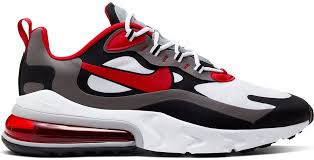 Nike Air Max 270 React Black Iron Grey University Red In 2020 Nike Air Max Nike Air Max 270