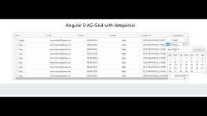 Angular 9 Ag Grid Working Example With Datepicker On Each Column Youtube