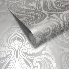 Black And Silver Wallpaper Uk Shimmer Damask Wallpaper Soft Grey Silver Wallpaper Bedroom Feature Wall Silver Wallpaper Living Room Feature Wall Bedroom
