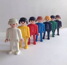 1974 Playmobil Geobra Figures Set Of 7 White Yellow Red Blue Dark Blue Green Black Vintage Toys Original Collectible Figurine Greece Vintage Toys Playmobil Vintage Lego
