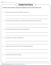 simple verb tense worksheets