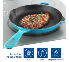 Seasoning the skillet and cleaning it with salt and vinegar will preserve its natural nonstick surface and keep it from getting rusty. Chantal 10 Round Cast Iron Skillet Qvc Com
