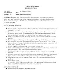 Visual Merchandising Job Description Operations Manager ...