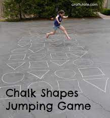 This Jumping Game Is Made By Drawing Chalk Shapes Outside Join Us For Some Gross Motor Fun Outdoor Activities For Kids Outdoor Math Motor Activities