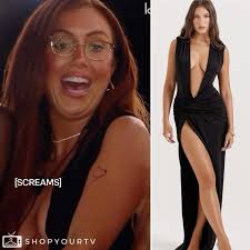 Love Island (UK): Season 11 Episode 3 Patsy's Black Plunge Maxi Dress