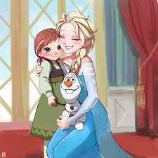 elsa, anna, and olaf (frozen) drawn by a