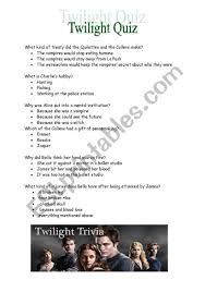 Know your plié from your pirouette? Twilight Trivia Quiz Esl Worksheet By Twin Sister1