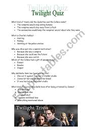 Because ballet shoes are made in france. Twilight Trivia Quiz Esl Worksheet By Twin Sister1