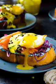 Smoked Salmon Toasts With Passion Fruit Hollandaise Sauce A Fun And Colorful Breakfas Smoked Salmon Recipes Christmas Brunch Recipes Breakfast Brunch Recipes