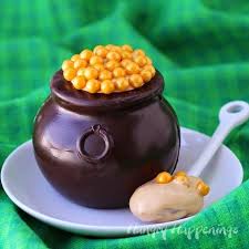 Chocolate Pot of Gold filled with Dulce de Leche Mousse
