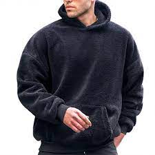 Fuzzy Sherpa Hoodies for Men Basics Causal Fleece Pullover Hoodie Comfy  Long Sleeve Fluffy Thermal Hooded Sweatshirts Black Medium at Amazon Mens  Clothing store