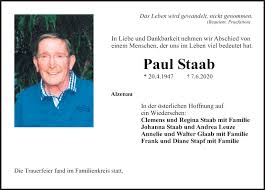 Traueranzeigen von Paul Staab